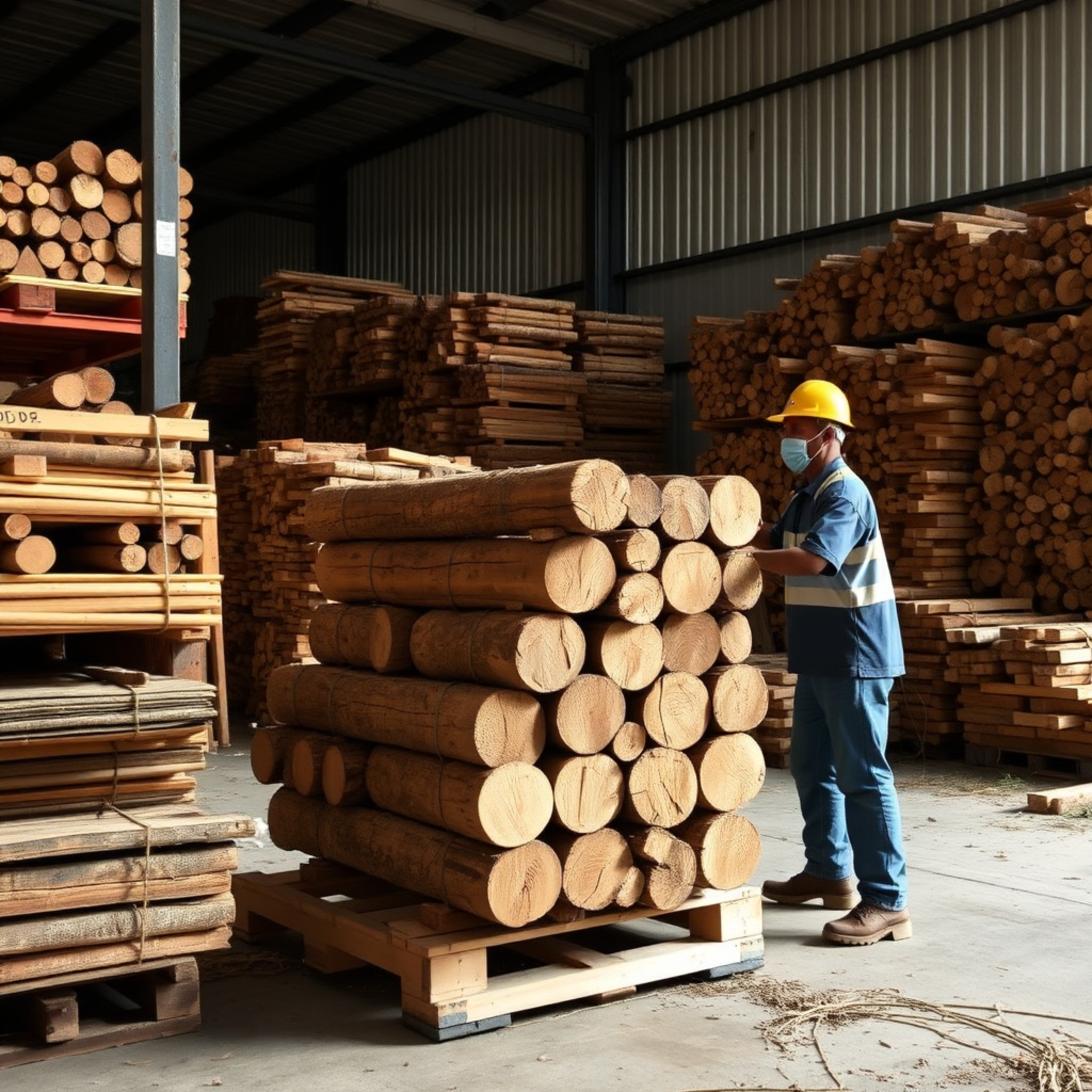 Carga de madera de teca